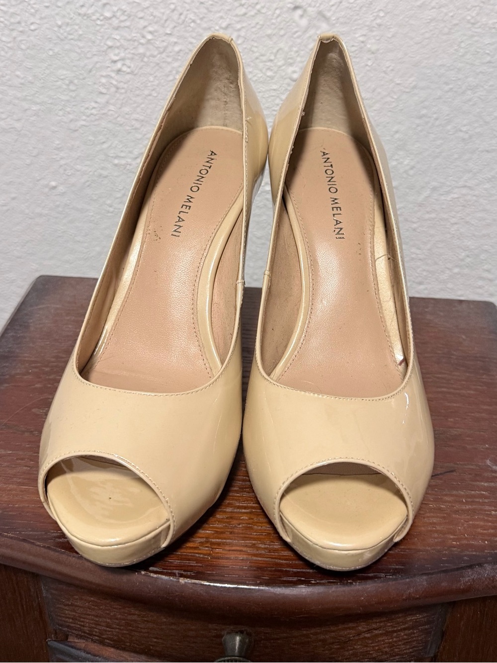 Antonio Melani | Nude Patent Peep Toe Heels | Size 9